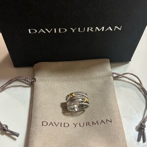 David Yurman Two-Tone Cable Sterling Silver and Gold Ring